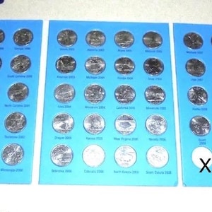 1999 - 2009 - 56 State & Territory Quarters Set Album Folder - Mix Mint ~ Complete 56 Uncirculated Shiny New Coins - Comb Ship Disc
