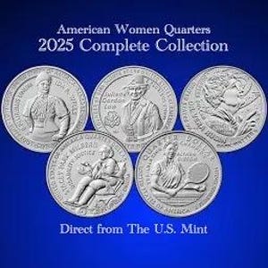 2022 2023 2024 2025 American Women 5 Quarter Set ~Upic Year & Mint D P S  ~ 5 Uncirculated Clad Quarters per set (NOT Proofs) Low Comb Ship
