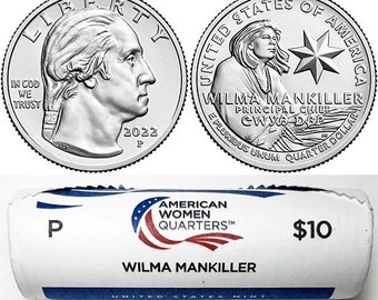 2022 P Wilma Mankiller American Women’s Quarter 40 Coin Roll Sealed Philadelphia   - US Mint Wrapped
