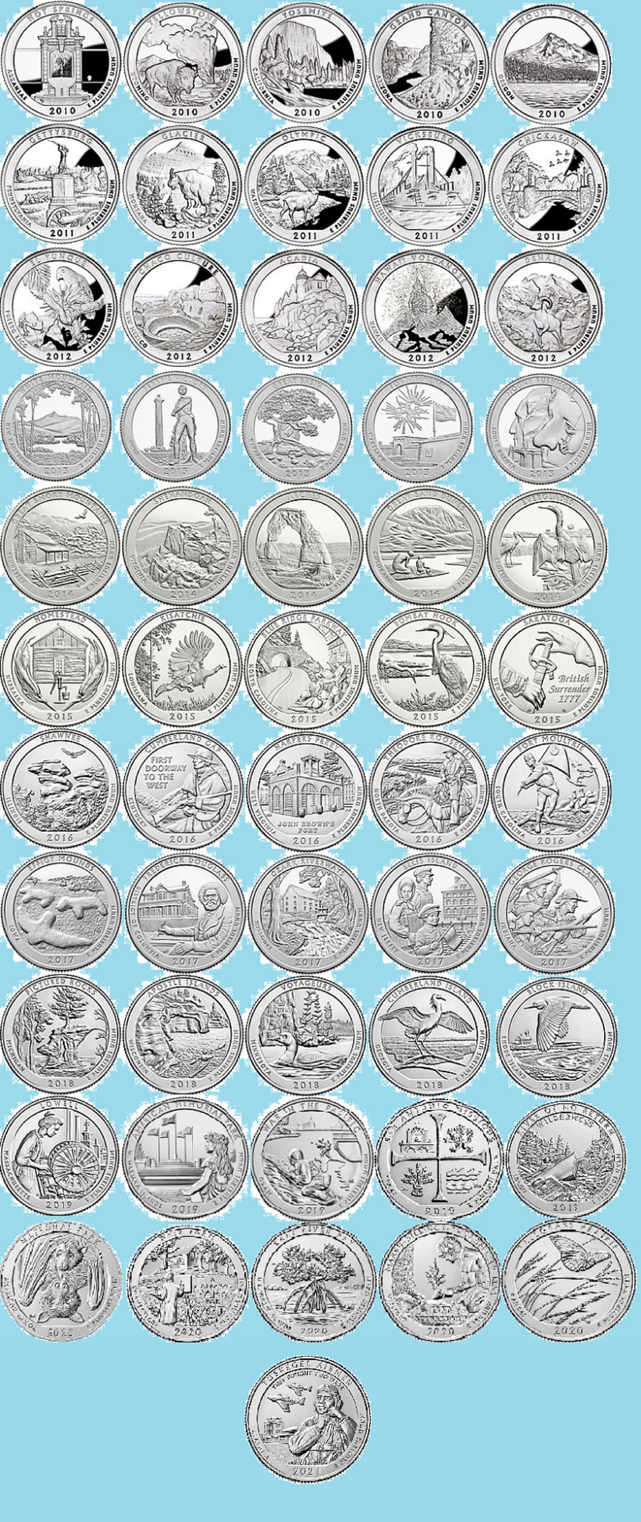 2010 2021 National Parks 56 Quarter COMPLETE Collection Coin | Etsy