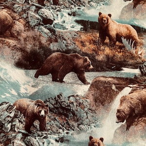 Rugged Bears in Wilderness Throw/Lap Quilt