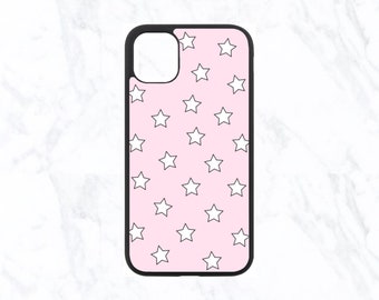 Pink Stars Phone Case, iPhone 13, iPhone 12, iPhone 12 Pro, iPhone 11, iPhone 11 Pro, iPhone XR, iPhone X/XS, iPhone 7/8 Gift, Trendy, Cute