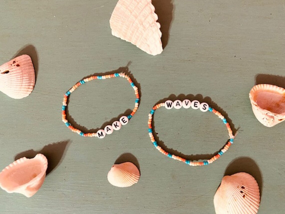 Custom Saying Best Friend Bead Bracelets Set of 2 Etsy