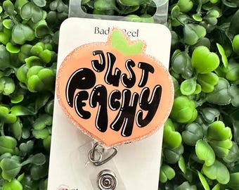 Just Peachy Badge Reel | Cute Fruit Accessory | Grocery badge | Nurse Badge Holder | Summer Vibes Badge Reel | work badge reel | Nurse ID