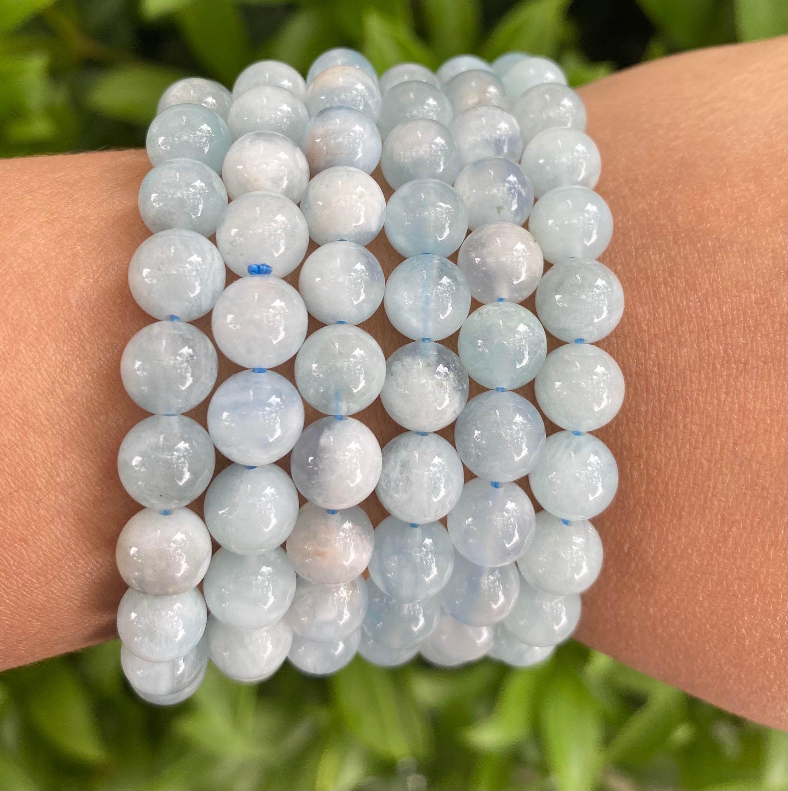 AQUAMARINE Crystal Bracelet 8mm Etsy