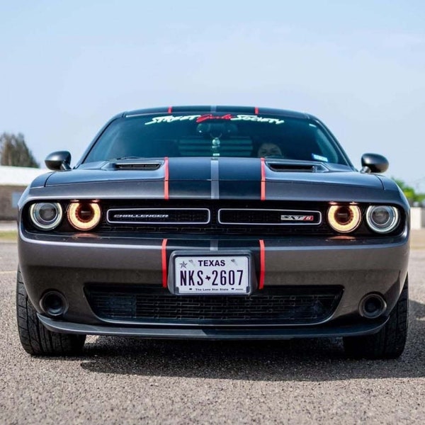 Stripes Challenger 2015-Current Racing Stripes Dual 10" & PIN Stripe (Rally stripe) Graphic Sticker for Challenger Full Racing Stripes Decal