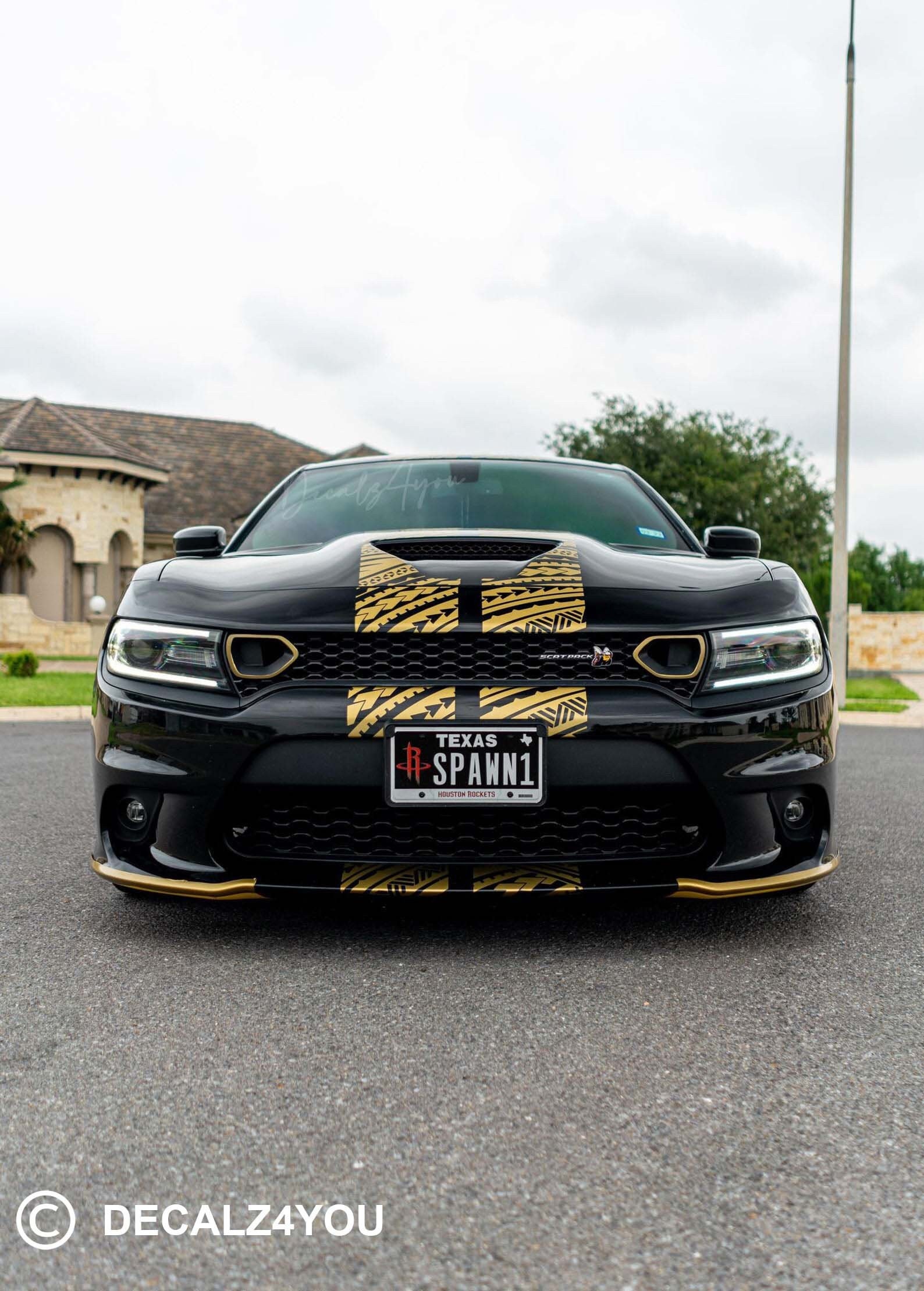 TRIBAL RACING Stripes Dual 10" For Charger (2015 - 2024) With Hood Scoop  Car Decals Charger Honey Sticker