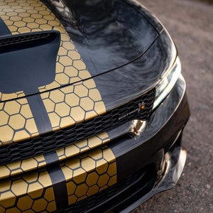 Honey Comb RACING Stripes Dual 10"  Charger With Hood Scoop | Car Decals | Charger Honey Car Decal 2015 - 2024