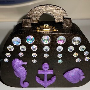 Nautical theme hand painted purse style wooden keepsake box.
