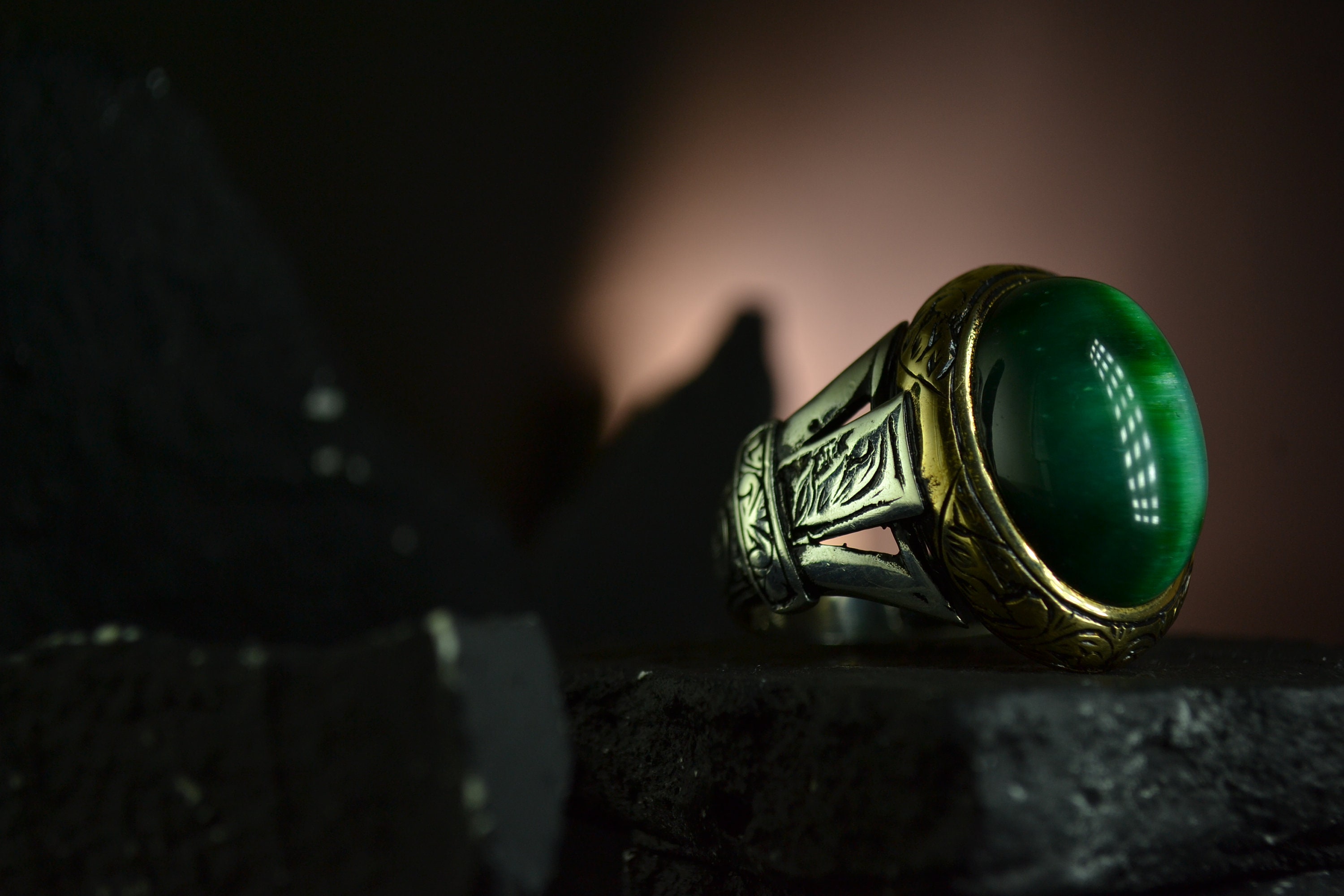 Green stone ring 925 sterling silver men's rings Etsy