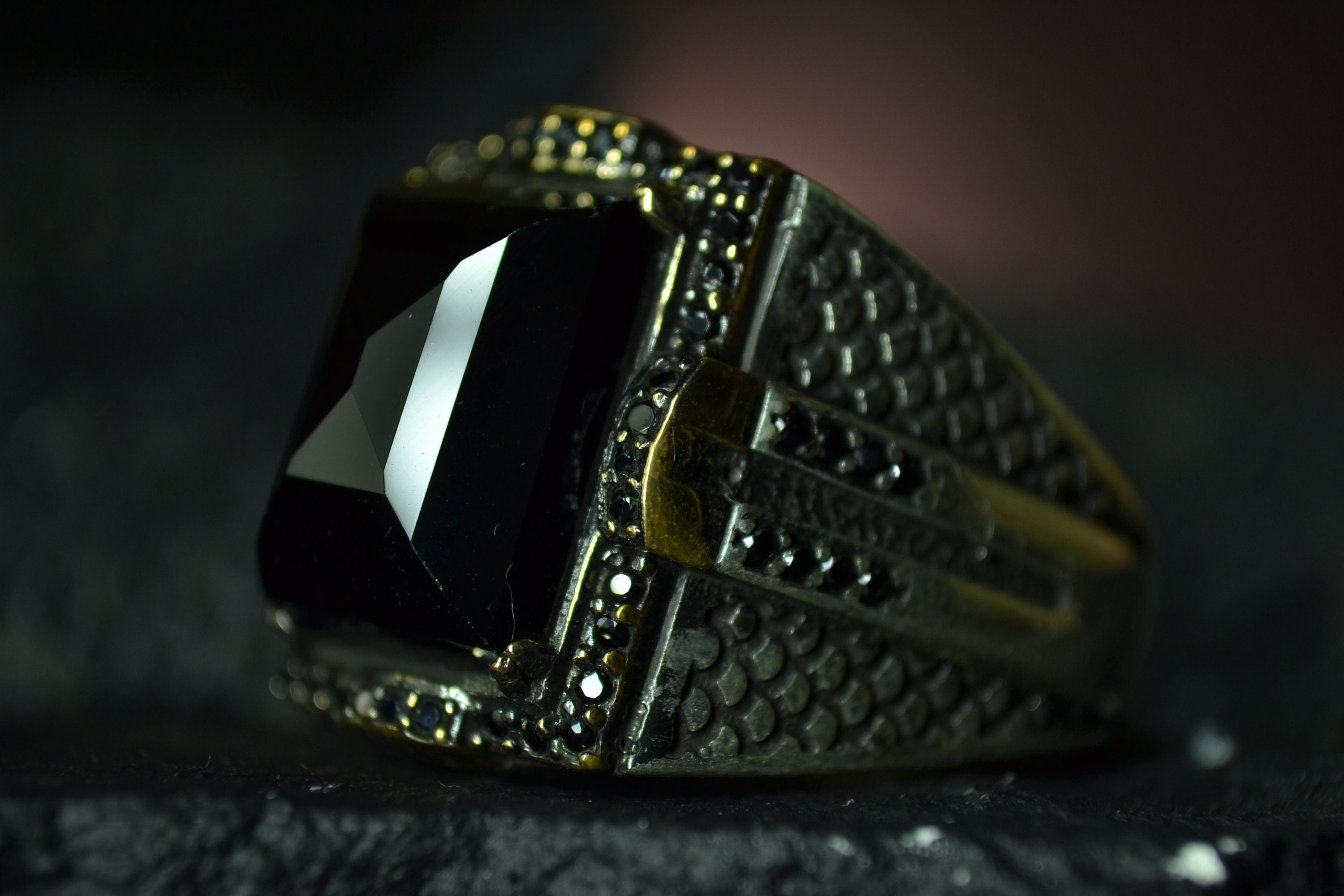 Mens Ring / Green Stone Ring / Handmade Ring / Sterling Silver Etsy