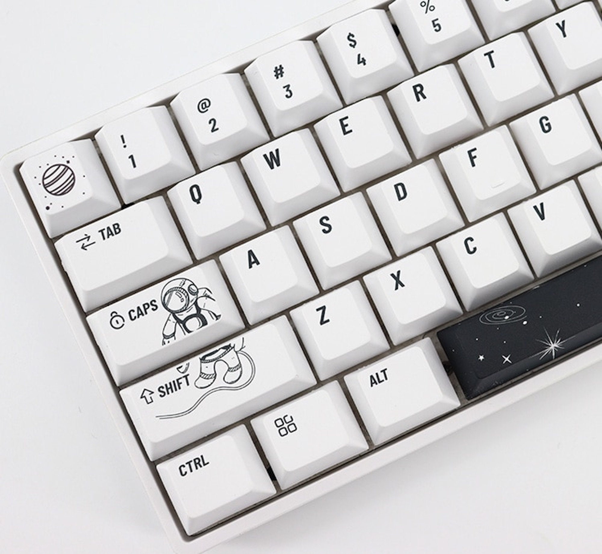 Outer Space Keycap Setwhite Keycaps Black and White Keycaps Etsy