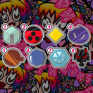 Johto Badges, Water Resistant Stickers