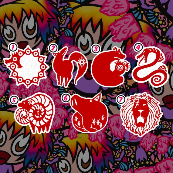 Deadly Sins Stickers, Water Resistant Stickers