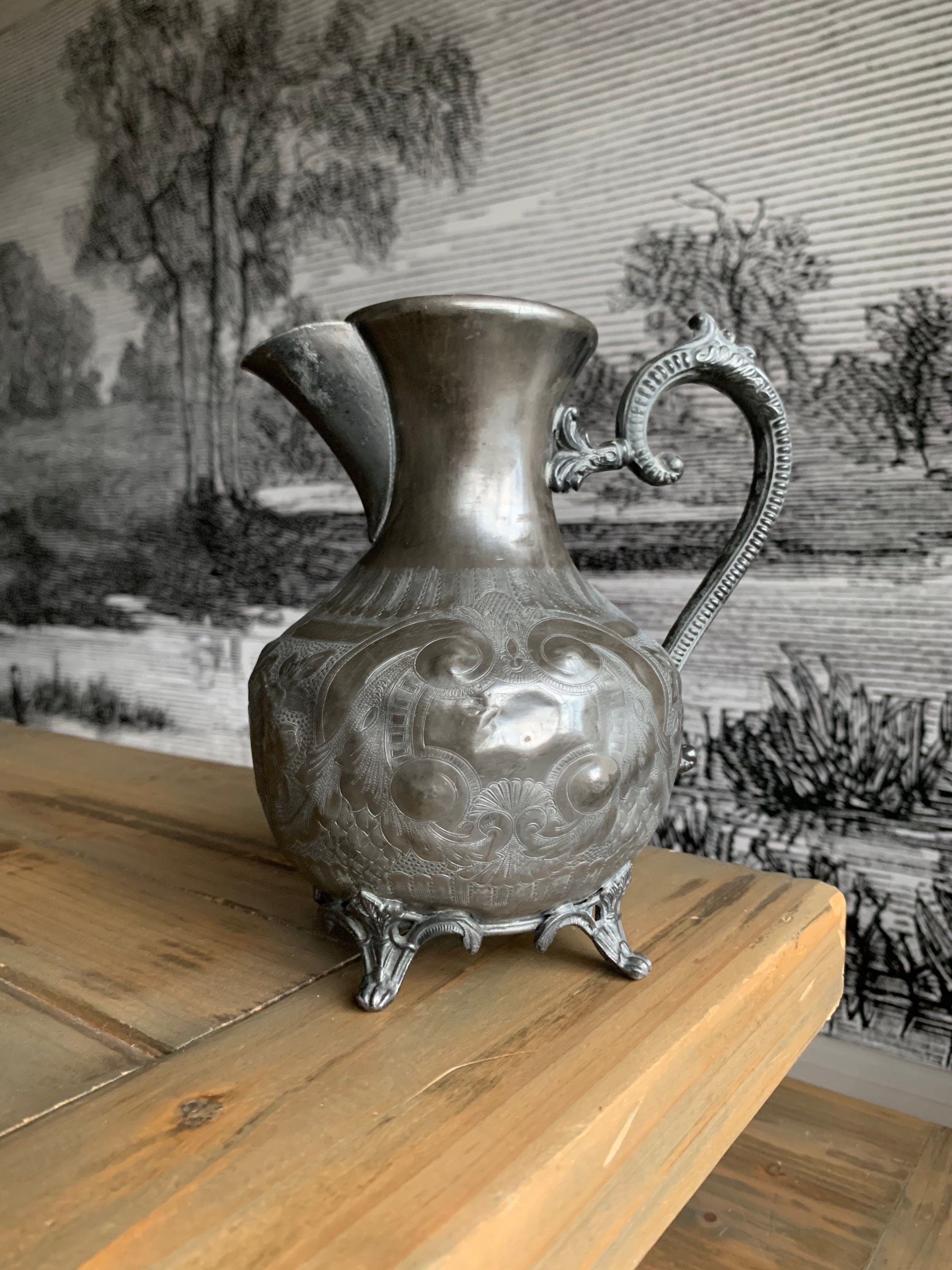 Antique Ornate Pewter Coffee Pot Etsy