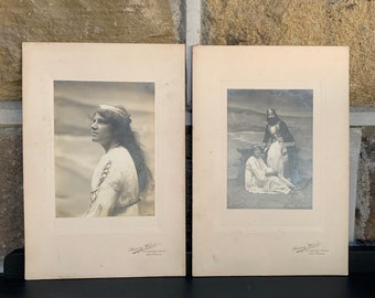 Pair of Antique Victorian Mounted Studio Photographs