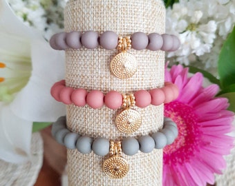 《MANDALA》charm BRACELET - personalized round bead bracelet - 21 colors