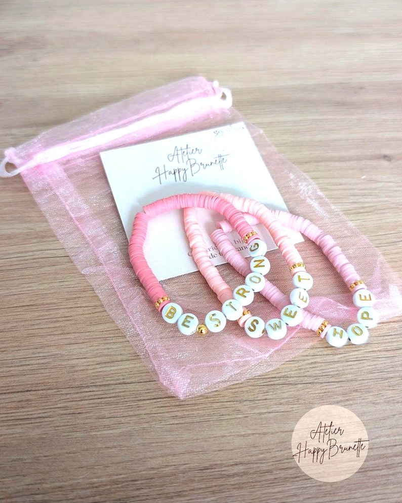 PULSERA PERSONALIZABLE CONSTANCE - Pulsera personalizada. Cuentas Heishi - (nombre / palabra / mantra / iniciales) imagen 1