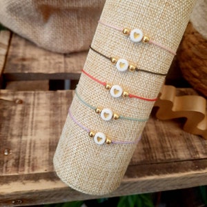Pulsera personalizada con cuentas de corazón - pulsera de felicitación / pulsera de la amistad / pulsera del amor