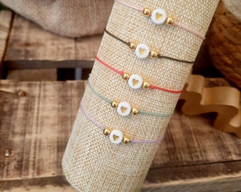 Bracelet personnalisé perle coeur - bracelet voeux / bracelet d'amitié  / bracelet amour