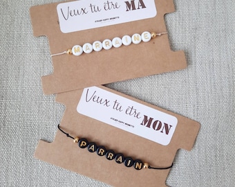 Godmother/Godfather announcement bracelet - message bracelet - do you want to be collection?