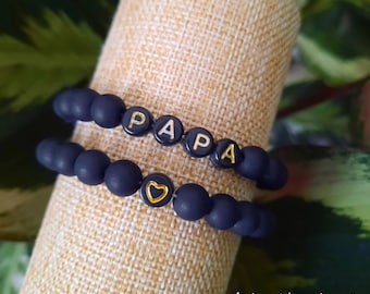 PULSERA PERSONALIZABLE MARIUS - Pulsera de hombre para personalizar (nombre, fecha, iniciales, mantra) cuentas redondas