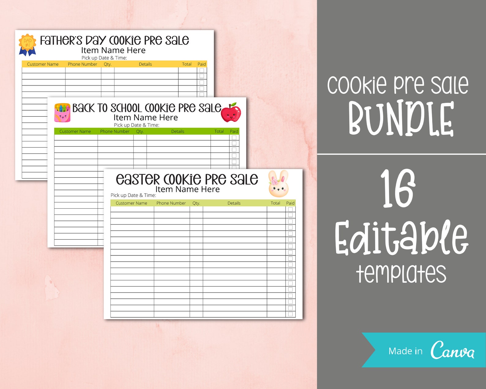 Cookie Pre Sale Template BUNDLE, Instant Download, Cookie Business ...