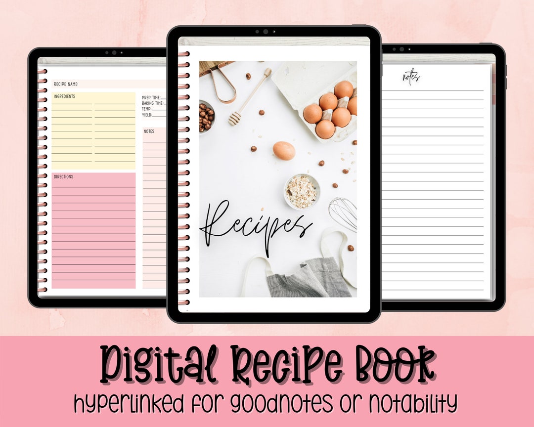 Digital Recipe Book for Goodnotes, Notability, Canva Template