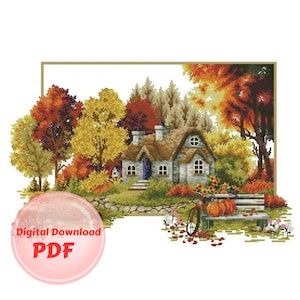Patrón de punto de cruz: Otoño (estaciones) Punto de cruz contado/Archivo PDF/Descarga instantánea