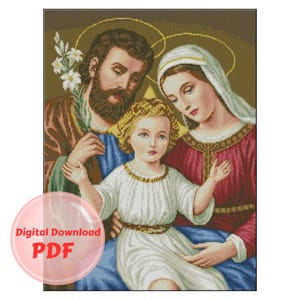 Cross Stitch Pattern - Holy Family -Counted Cross Stitch/Digital File/Instant Download/PDF File