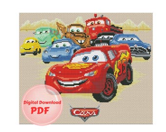 Cross Stitch Pattern - Cute Cars Cross Stitch Design - PDF Fie/Digital File/Counted Cross Stitch