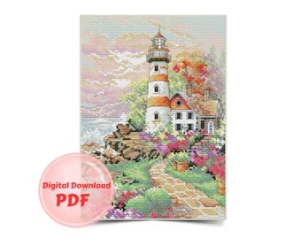 Simple Lighthouse Counted Cross Stitch Pattern - Etsy