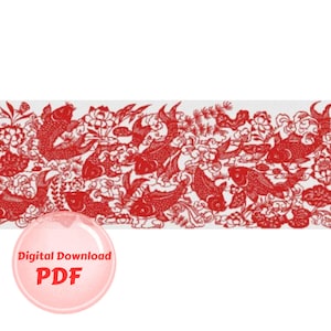 Cross Stitch Pattern - 9 lucky Koi Fish (Monochromatic) -Counted Cross Stitch/Digital File/Instant Download/PDF File