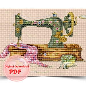 Cross Stitch Pattern - Vintage Sewing Machine-Counted Cross Stitch/PDF File/Instant Download
