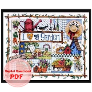 Cross Stitch Pattern - I Love My Garden - Cross Stitch Pattern / PDF File / Instant Download / Digital File