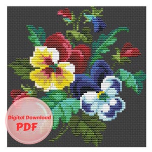 Simple Flower Design -Counted Cross Stitch Pattern / PDF File / Digital File /Instant Download