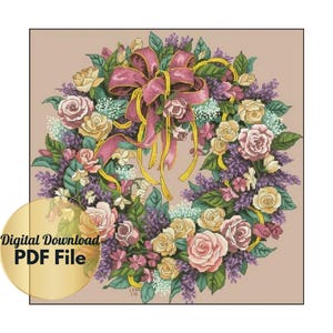 Wreath Of Roses -Counted Cross Stitch/PDF File/Instant Download