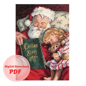 Padrão de ponto cruz - Papai Noel e eu - Ponto cruz contado/Arquivo PDF/Download instantâneo/Arquivo digital