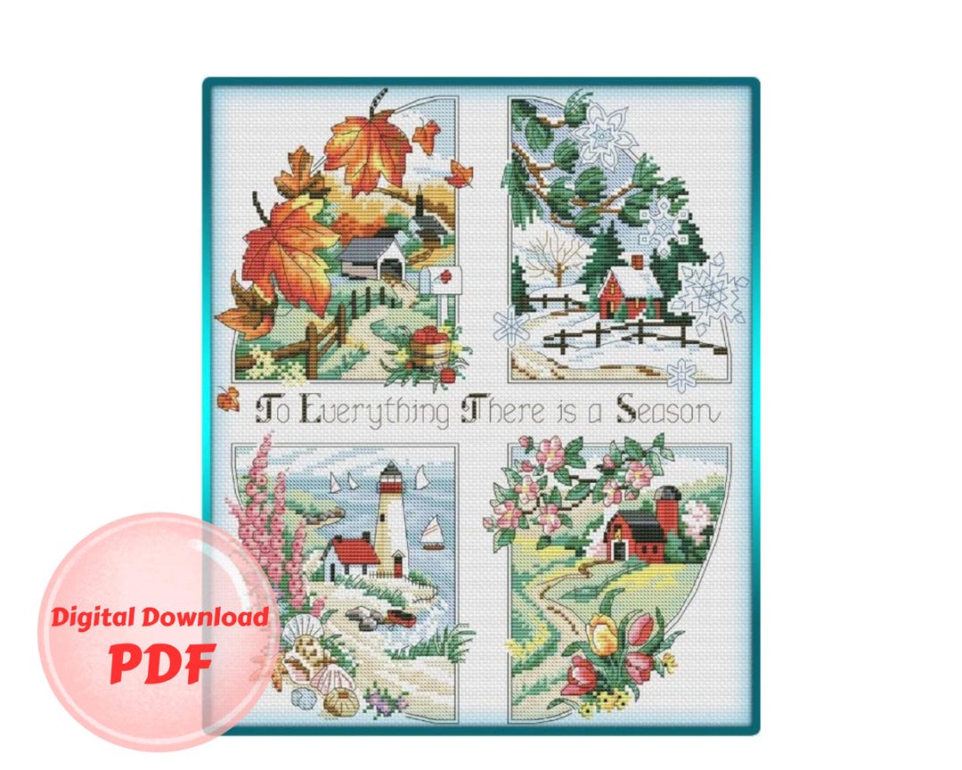 Four Seasons Cross Stitch Chart: Counted Aida Pattern (PDF Download) - Etsy