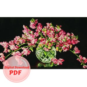 Cross Stitch Pattern - Beautiful Bouquet of Sweet Pea Flowers - Cross Stitch Pattern / PDF File / Digital File