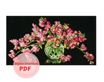 Sweet Pea Flower Bouquet Cross Stitch Pattern: Floral Design (PDF File)
