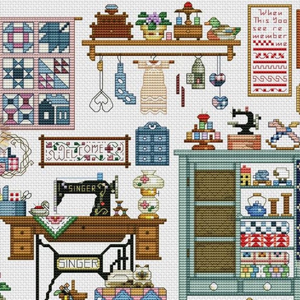 Sewing Machine II - Counted Cross Stitch/ PDF File/Instant Download/Digital Download