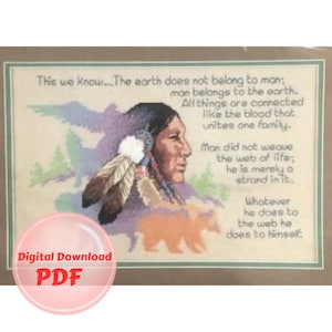 Man and Earth Cross Stitch Pattern: Native American Design (PDF Pattern)