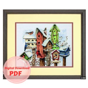 Modèle de point de croix pour nichoir d'hiver : décoration d'intérieur (Modèle PDF)