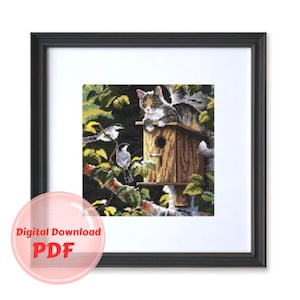 Cross Stitch Pattern - Bird Watching - Cross Stitch Design/Counted Cross Stitch/Instant Digital Download/PDF File