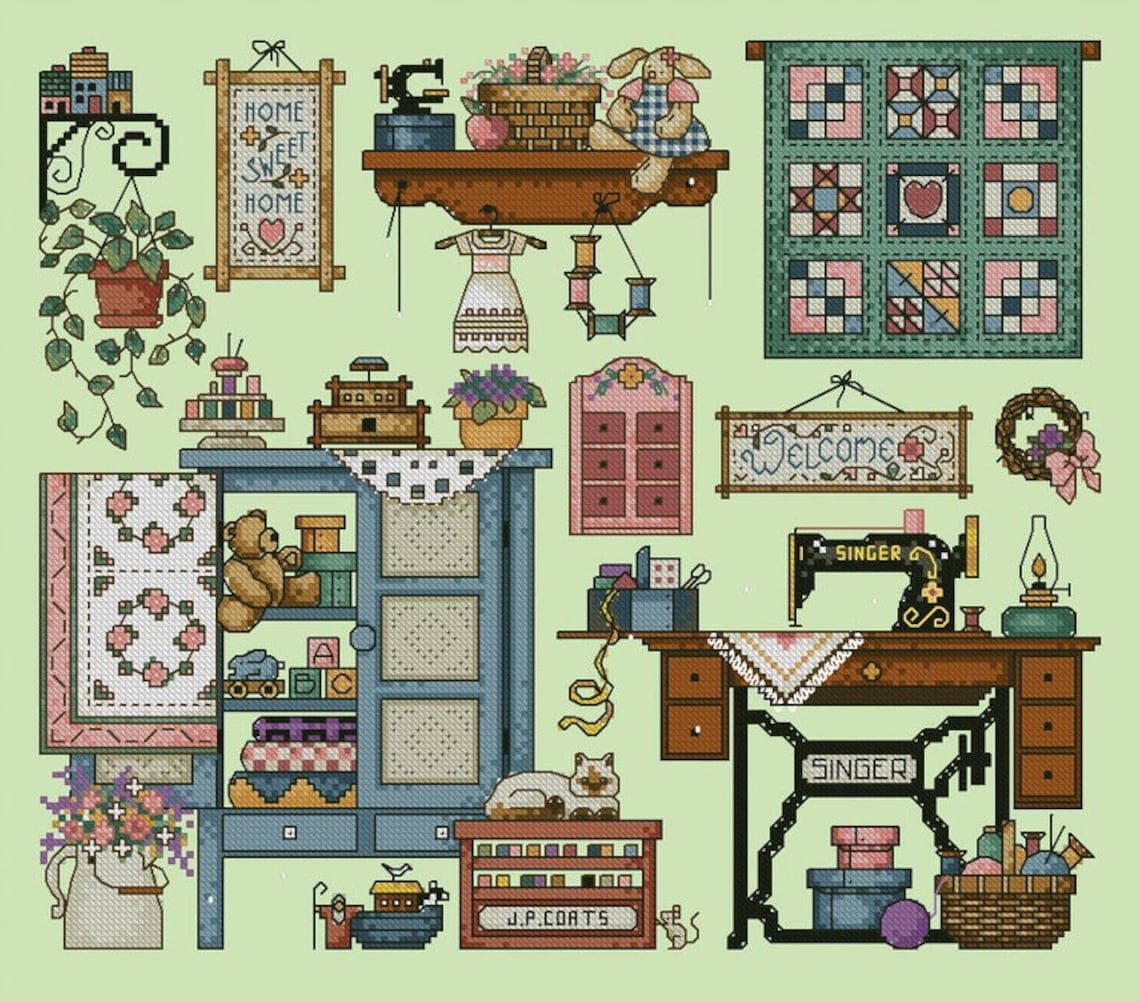 Sewing Room Counted Cross Stitch/pdf File/instant Download Etsy