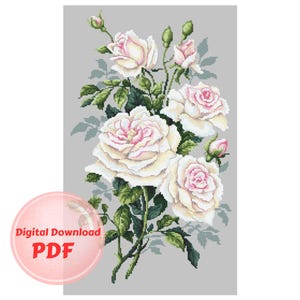 Cross Stitch Pattern - Beautiful Roses - Counted Cross Stitch/PDF File/Instant Download