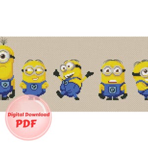 Cross Stitch Pattern - Bello Cute Minions - Counted Cross Stitch Pattern / PDF File / Instant Download