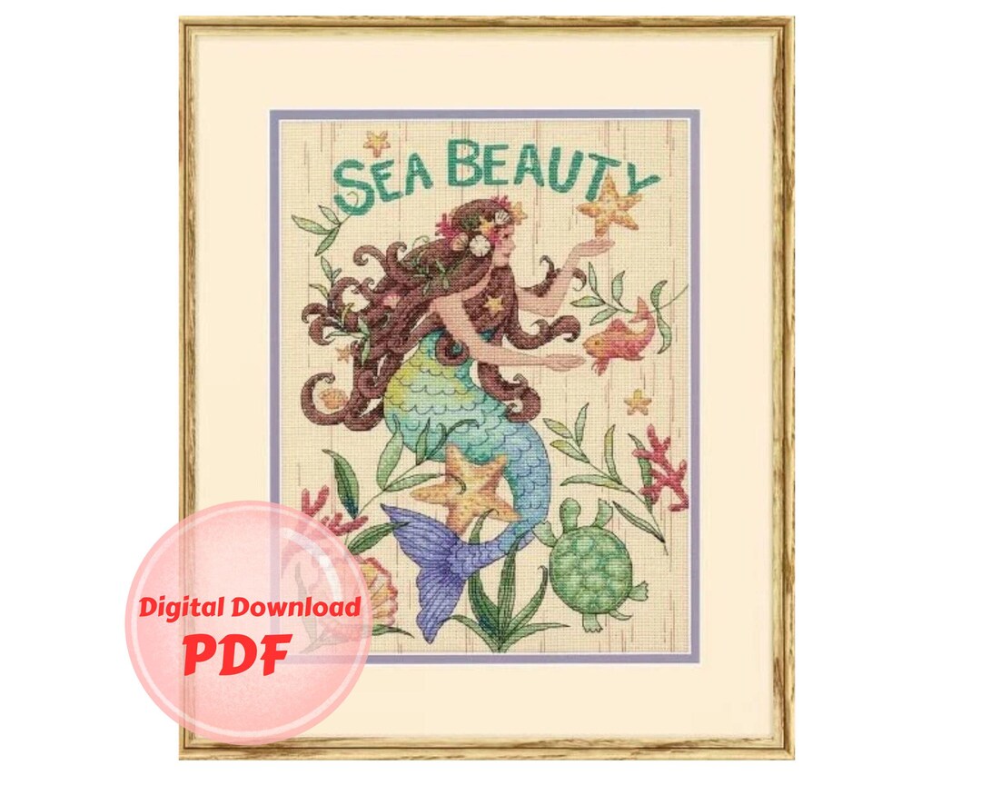 Sea Beauty Mermaid Cross Stitch Pattern: Counted Design (PDF Pattern ...