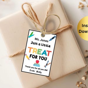Bearbeitbare Lehrer-Dankeschön-Geschenkanhänger, Wertschätzungswoche Geschenkanhänger, sofortiger digitaler Download, Dankeschön Lehrer druckbare Vorlage, Schule